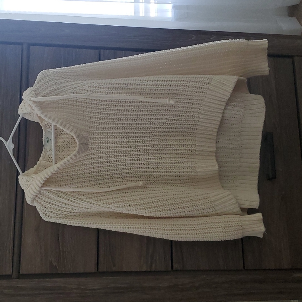 Aerie Hooded knit cropped sweater